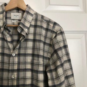 Billy Reid Gray Plaid Flannel Slim Fit Button Down Shirt